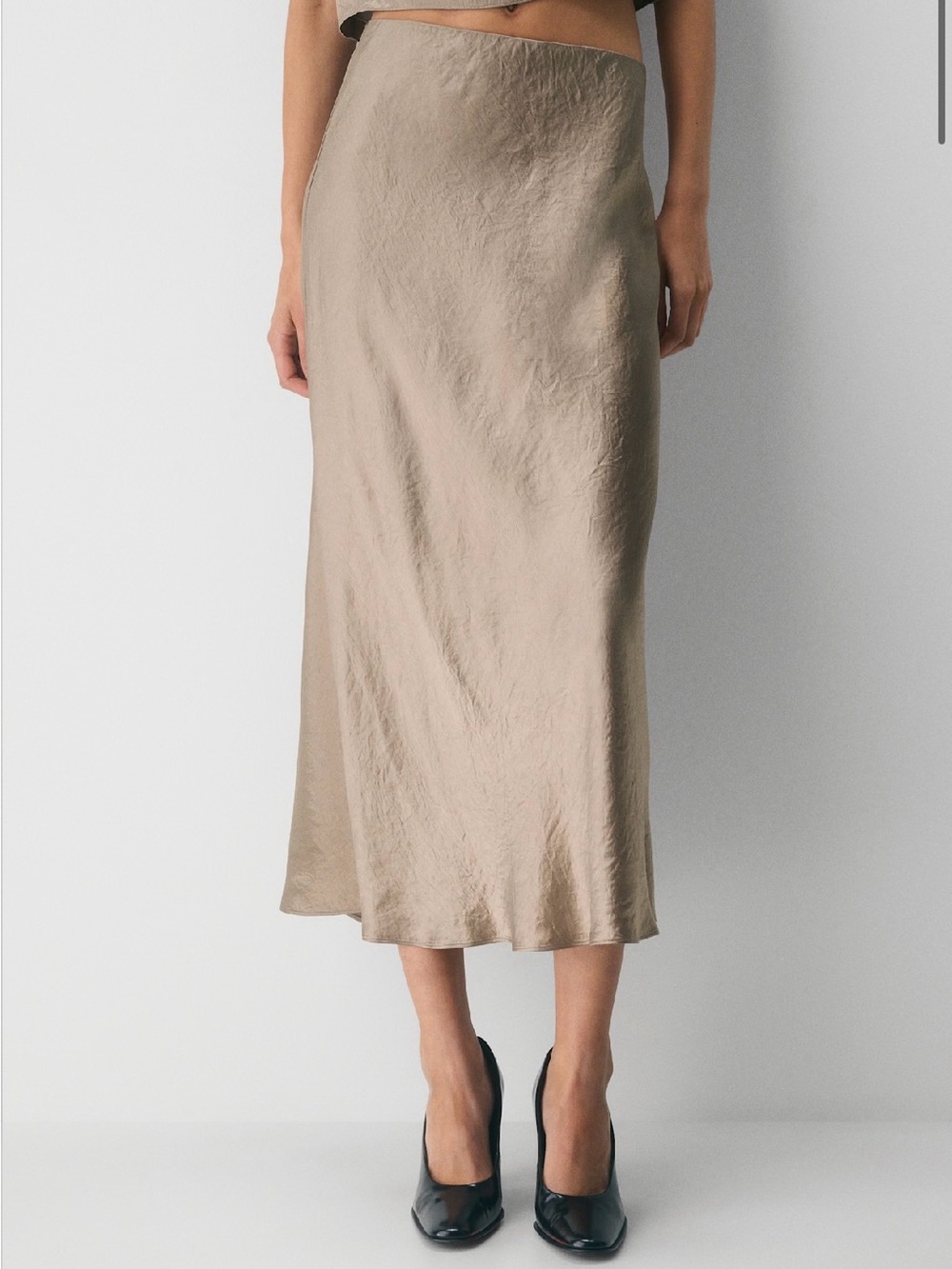 Aritzia Babaton- Slip Satin Maxi Skirt in Nomad Taupe- 12